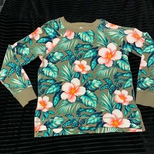 Tommy Bahama women’s tropical print sweatshirt.